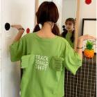 Elbow-sleeve Wings-accent T-shirt