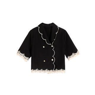 Plain Lace Panel Crop Top