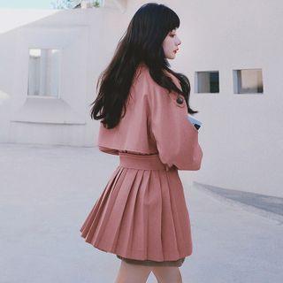 Double-breasted Accordion Pleat Trench Coat