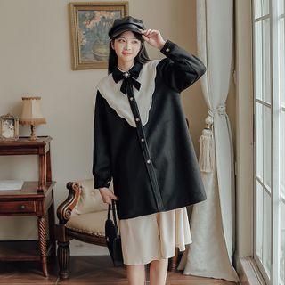 Paneled Bow Shirt Jacket