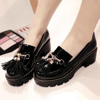 Tasseled Chunky Heel Loafers