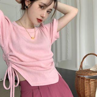 Short-sleeve Drawstring T-shirt / High Waist Pants