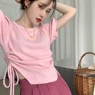 Short-sleeve Drawstring T-shirt / High Waist Pants