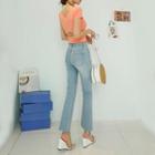 Short-sleeve Cutout-back Knit Top