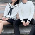 Couple Matching Cable-knit Sweater / Bow Accent Sweater