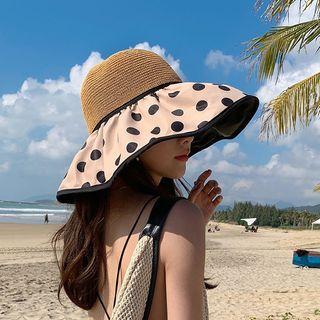 Polka Dot Straw Sun Hat