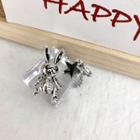 Non-matching Rabbit & Star Drop Earring 1 Pair - Silver - One Size