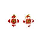 Fashion And Elegant Plated Gold Enamel Flower Stud Earrings With Yellow Cubic Zirconia Golden - One Size
