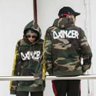 Couple Matching Camo Lettering Hoodie