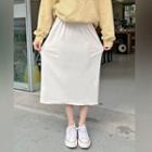 Band-waist Plain Long Skirt