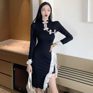 Ruffled A-line Qipao Dress