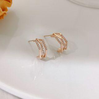 Rhinestone Geometric Layered Earring 1 Pair - Gold - One Size