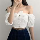 Elbow-sleeve Front Knot Blouse