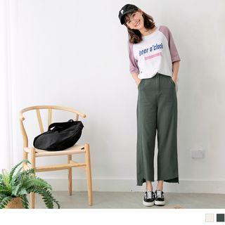 Asymmetric Fray Hem Straight-cut Pants