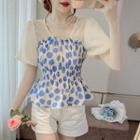 Short-sleeve Dotted Flowy Blouse