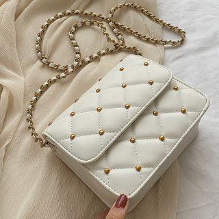 Faux Leather Studded Chain Crossbody Bag