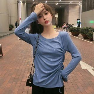Round-neck Drawstring Long-sleeve Top