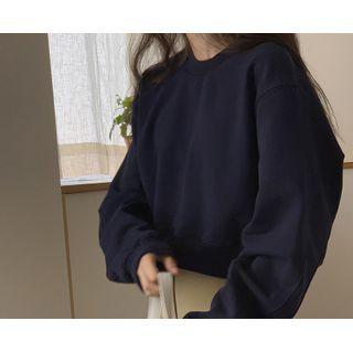 Drop-shoulder Seam-trim Cropped Sweatshirt One Size