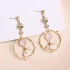 Faux Pearl Alloy Hoop Dangle Earring 1 Pair - Gold - One Size