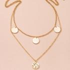 World & Disc Pendant Layered Alloy Necklace Gold - One Size