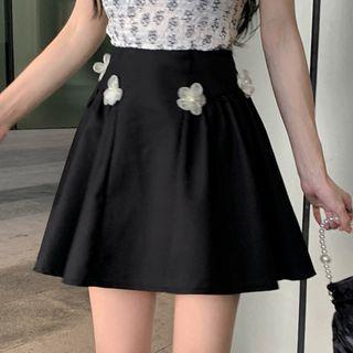 Flower Applique Mini A-line Skirt