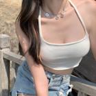 Open-back Halter-neck Cropped Top
