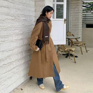 Handmade Wool Long Coat With Sash