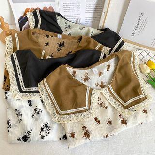 Lace-trim Peter Pan-collar Loose Blouse