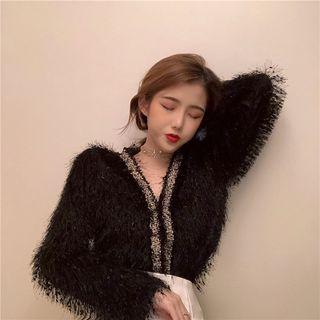 Fringed V-neck Cardigan