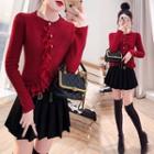 Ruffle Cardigan / Mini Pleated Skirt / Set