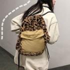 Leopard Pattern Drawstring Backpack Leopard - Brown - One Size