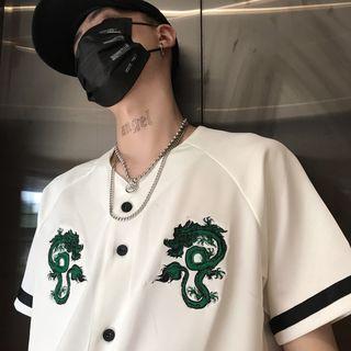 Embroidered Dragon Short-sleeve Shirt
