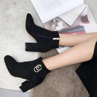 Hoop-accent Block Heel Ankle Boots