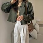 Slit-side Cropped Shirt Jacket