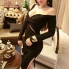 Long-sleeve Twisted Dress