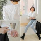 Wide-collar Lace-trim Blouse One Size