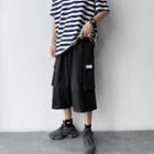 High-waist Applique Cargo Cropped Pants