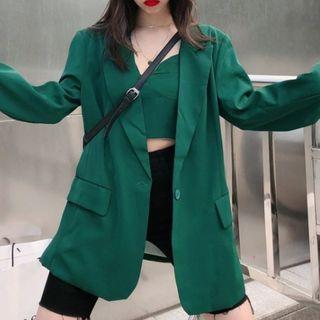Cropped Camisole Top / Plain Single-button Blazer