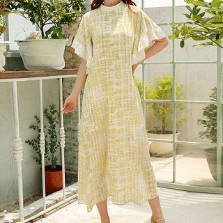 Ruffled Print Midi A-line Dress