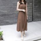Band-waist Button-front Pinafore Shirtdress