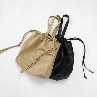 Faux-leather Bucket Shopper Bag