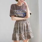 Leopard Ruffled A-line Miniskirt