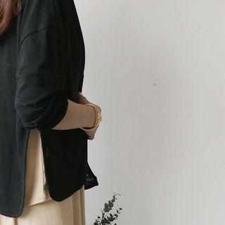 Linen Blend V-neck Dip-back Cardigan