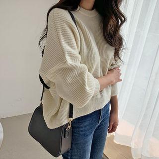 Punch-detail Rib-knit Sweater