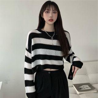 Striped Sweater / High Waist Wide Leg Pants