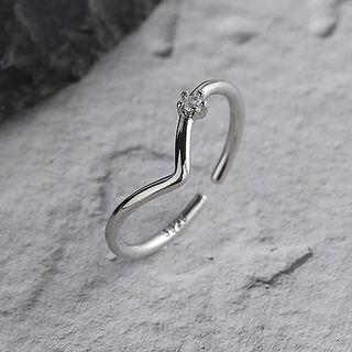 Rhinestone Geometry Ring Silver - One Size