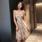Cross-back Star Print Sleeveless A-line Mesh Dress