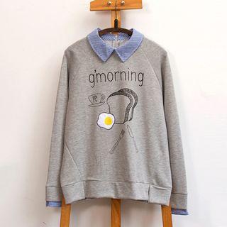 Breakfast Print Collared Pullover