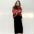 Jacquard Sweater / Midi Fitted Knit Skirt