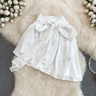 Tie Waist Asymmetrical Mini Skirt